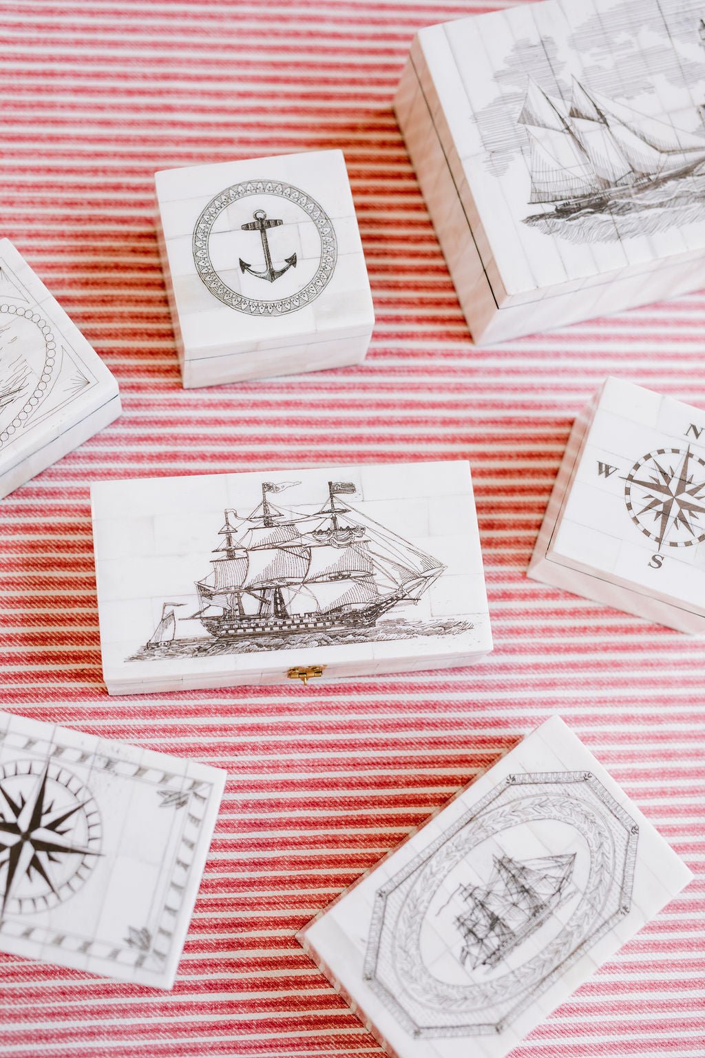 Compass Rose and Border Bone Box - Foundation Goods