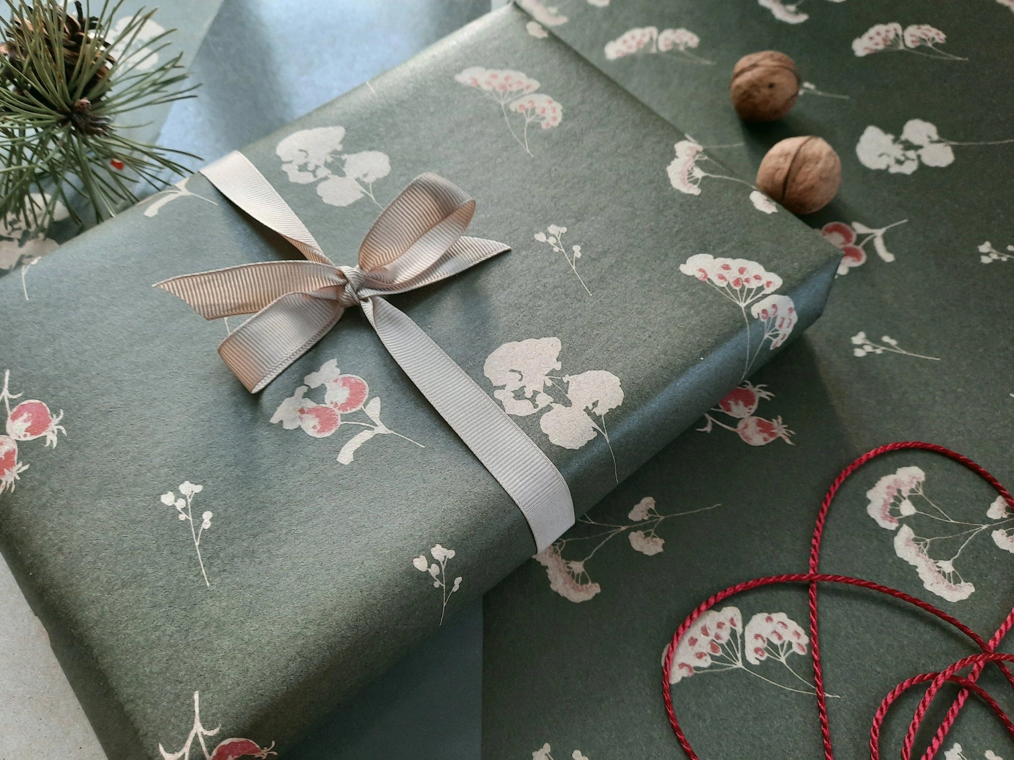 Deep Green Floral Wrapping Paper - Foundation Goods