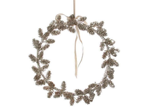 Silver Glitter Mini Cone Wreath - Foundation Goods