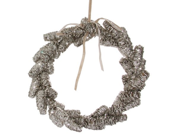 Silver Shimmer Pinecone Wreath - Foundation Goods